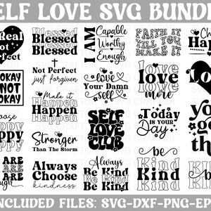 Self Love SVG Bundle: Inspirational Shirt Quotes (Digital Download)