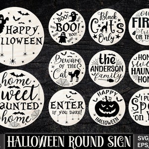 Halloween ronde teken Svg bundel, Halloween ronde teken, Halloween teken Svg, Halloween deur Hanger Svg, Halloween deur teken Svg, Halloween png