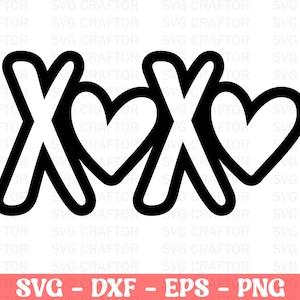 XOXO Heart SVG: Valentine&#39;s Day Design (Digital Download)