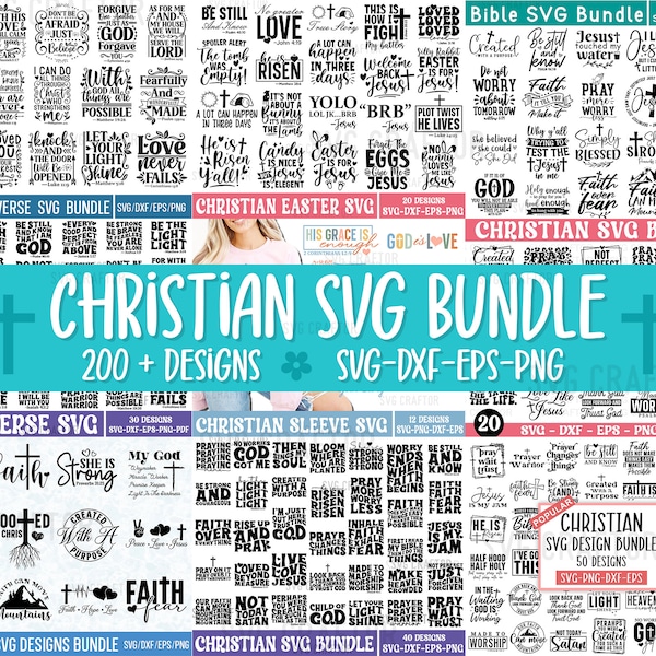 Megapaquete de archivos SVG cristianos: Diseños con versículos bíblicos y escrituras (descarga digital)