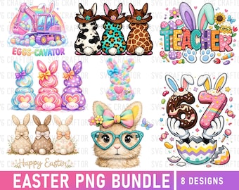Easter Bunny PNG Bundle, 8 Designs (Digital Download)