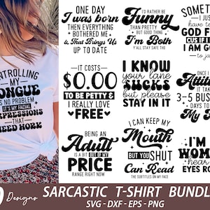 Sarcastic T-Shirt SVG Bundle: Funny Mom Life Quotes (Digital Download)