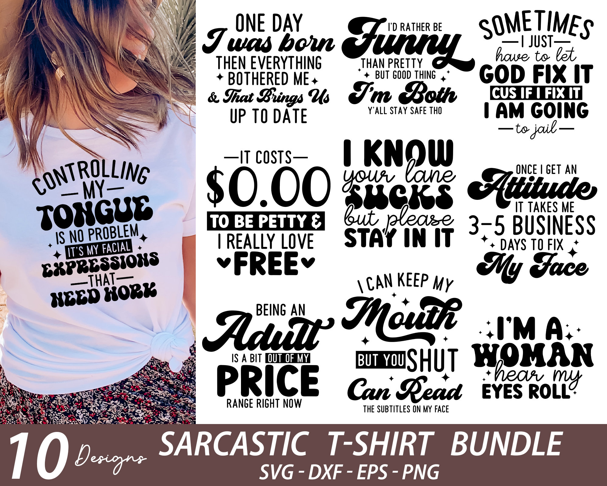 Sarcastic T-Shirt SVG Bundle: Funny Mom Life Quotes (Digital Download)