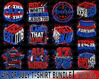 4th of July PNG Bundle, Patriotic American Flag Graphics (Digital Download)