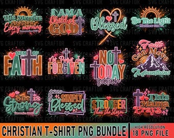 Christian T-Shirt PNG Bundle, Bible Verse Designs (Digital Download)