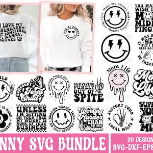 Funny Front and Back Shirt Svg Bundle, Funny Quotes Clipart Svg, Retro Sarcastic Svg, Sarcastic Sayings Svg, Adult Humor Svg, Saarcasm Svg