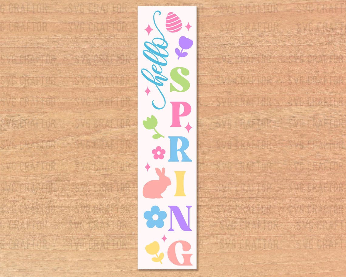 Easter Porch Sign SVG Bundle: Spring Welcome Vertical Signs (digital ...