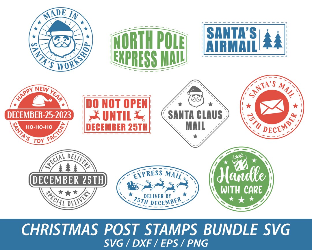Santa Claus Post Stamp, Christmas Mail Letter Stamps, Santa's Mail ...