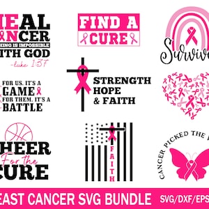 Brustkrebs-Svg-Bundle, Krebsbewusstseins-Svg, Krebsband-Svg, Hoffnung-Svg, Glaube über Angst Svg, Oktober Svg, Krebs-Shirt-Svg, Krebs SVG