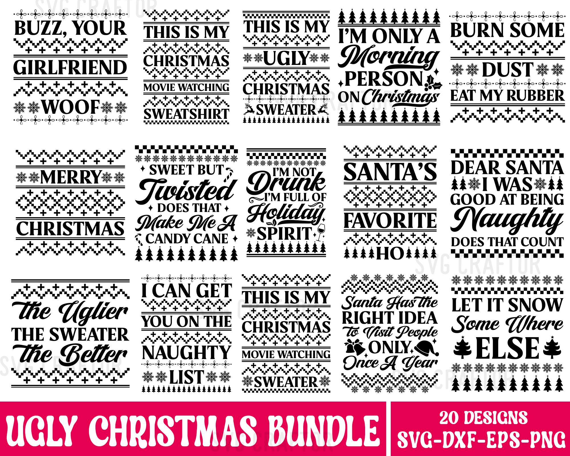 Ugly Christmas Sweater SVG Bundle: Cricut & Silhouette Designs (digital ...