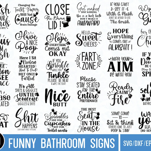 Funny Bathroom SVG Bundle, Bathroom Quote, Restroom svg, Potty Dance svg, Farmhouse svg, Bathroom Sign SVG, Funny Bathroom SVG, Cut File