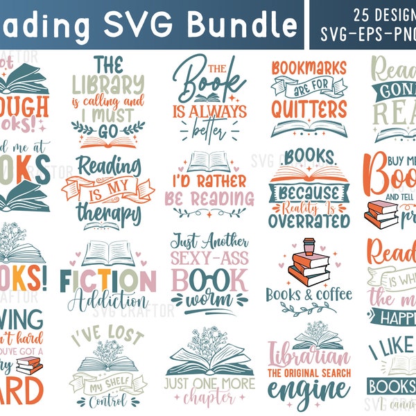 Reading SVG Bundle, Reading Books SVG, Book Lover SVG, Reading shirt design, Book Lover clipart svg, Book svg bundle, Just one more chapter