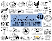Farmhouse Sign SVG Bundle: Kitchen, Bathroom, Windmill (Digital Download)