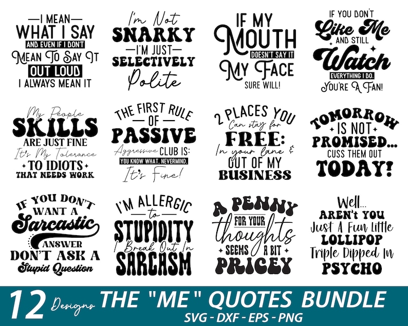 Funny Sarcastic Quotes SVG Bundle: Mom Life, Sassy (Digital Download) image 1