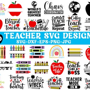 Teacher Svg, School Svg, Teacher Svg Bundle, Teacher Quote Svg, Teacher Life Svg, Back to School Svg, Pencil Svg, Teacher elements Svg, svg