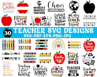 Teacher Svg, School Svg, Teacher Svg Bundle, Teacher Quote Svg, Teacher Life Svg, Back to School Svg, Pencil Svg, Teacher elements Svg, svg