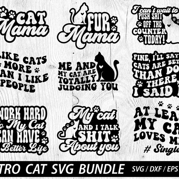 Retro kat SVG bundel, kat SVG ontwerp, kitten SVG, kat dame SVG, gekke kat dame SVG, kattenliefhebber SVG, katten SVG, kat SVG cut-bestand Cricut