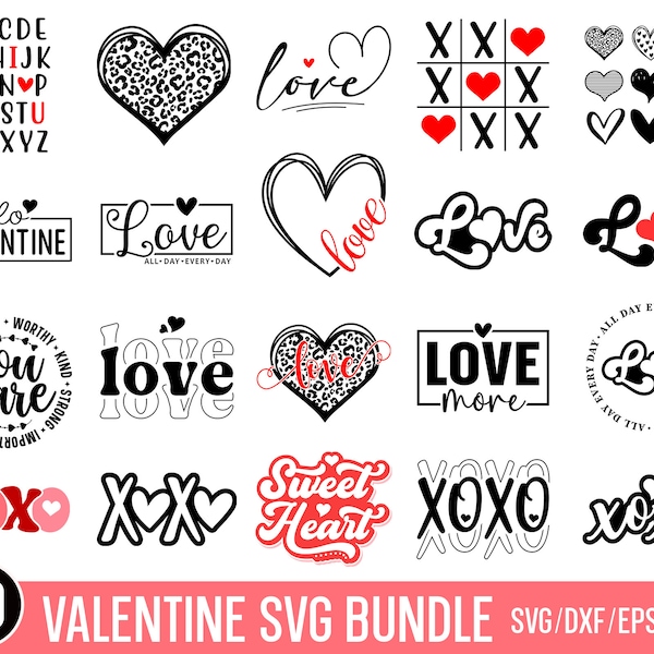 Paquete de archivos SVG de San Valentín: Diseños de amor y corazones (Descarga digital)