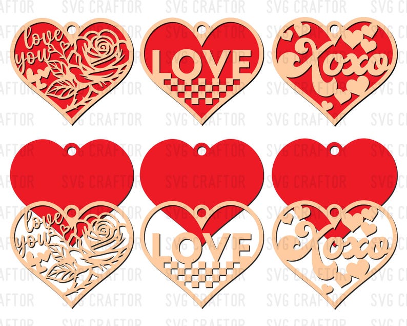 Valentine's Day Heart Ornament SVG Bundle, Laser Cut Files - Etsy