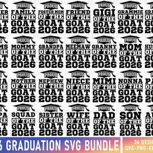 Graduation Goat 2026 Graduation SVG Bundle, Proud Family Member Designs (digital ...