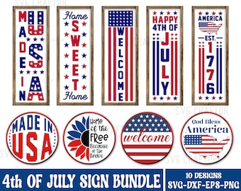 4th of July Sign SVG Bundle: Patriotic USA Designs (Digital Download)