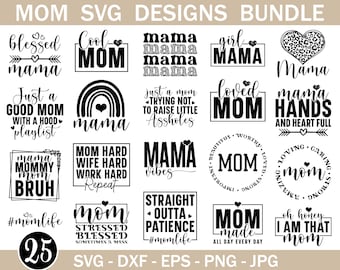 Lot de svg maman mignonne, svg de la fête des mères, svg de la vie de maman, maman svg, svg maman bénie, maman de garçons svg, svg citations maman, dessins de tshirt maman, Svg png