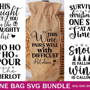 15 Wine Bag Svg Bundle Wine Glass Svg Christmas (Download Now) 