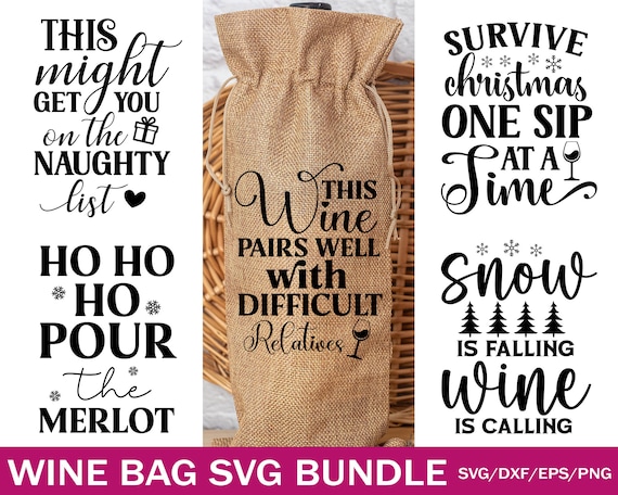 15 Wine Bag Svg Bundle Wine Glass Svg Christmas (Download Now) 