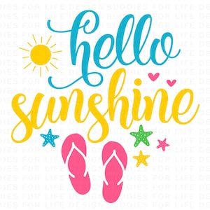 Hello Sunshine SVG, Heart, Summer, Sun svg, Summer Svg, Spring svg, Hello svg, Cut File for Cricut, Silhouette