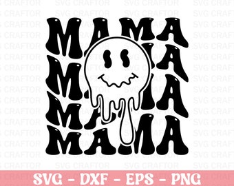 Retro Mama SVG: Groovy Wavy Text, Boho Mom Design (Digital Download)