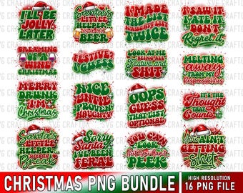 Paquete de imágenes PNG para camisetas navideñas, diseños imprimibles para fiestas