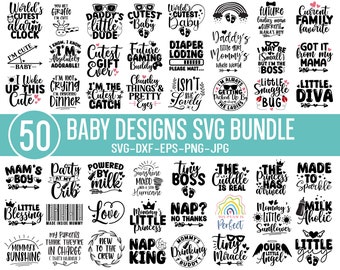 Lot de 50 bébés mignons SVG, Baby Shower SVG, lot de SVG pour nouveau-né, lot de citations de bébé, bébé mignon disant svg, svg drôle de bébé, Svg bébé garçon fille