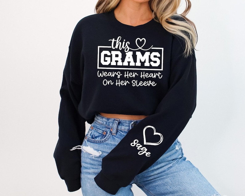 This Mama Wears Her Heart on Her Sleeve Svg, Nana Sleeve Svg, Grandma Sleeve Svg, Custom Kids Names Svg, Mama Heart Svg, Mom Sweatshirt Svg image 15
