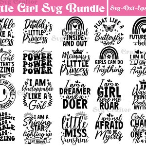 Lot Svg petite fille, Svg petite fille, citations petite fille, dictons petite fille, fichiers de coupe pour Cricut, silhouette petite fille, princesse Svg image 1