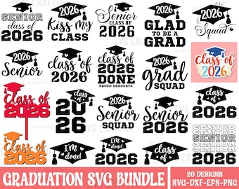Graduation 2026 SVG Bundle: Senior Designs, Cricut, and Silhouette file (Digital Download)