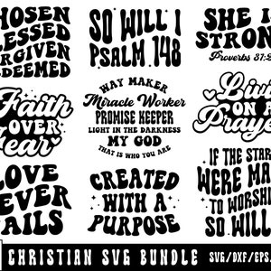 Retro Christian SVG Bundle, Schrift Bundle, sofortiger Download, Bibel Vers Bundle, Christian SVG, religiöse SVG, Jesus, Gott, Glaube svg