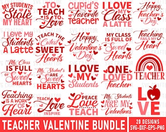 Pakiet Teacher Valentine SVG: pliki Cricut i Silhouette (do pobrania w wersji cyfrowej)