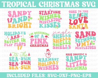 Paquete de archivos SVG navideños tropicales retro, diseños costeros (svg, png, dxf, eps)