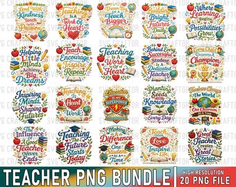 Teacher PNG Bundle, Teaching T-Shirt Designs (Digital Download) SVGcraftor