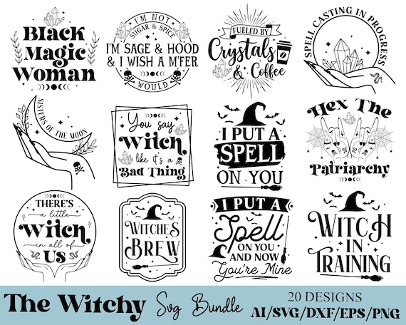 Witchy svg, witchy svg bundle, witchy t-shirt design, witchy vector file, witchy png, halloween svg, halloween png, witchy mama, black magic