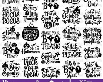 Rolig Halloween SVG-paket: Spökcitat, Cricut-filer (digital nedladdning)