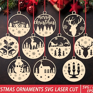 Christmas Ornaments SVG, Laser Cut Files, Laser cut SVG, Christmas Tree Toys SVG, Merry Christmas Ornament, Christmas Tree Ornaments