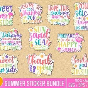 Summer Quotes Sticker Bundle: Beach Designs (SVG, PNG, EPS)