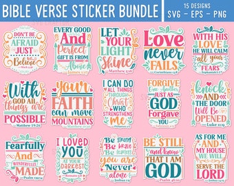 Bible Verse Sticker Bundle, Christian Stickers (svg, png, eps, dxf)