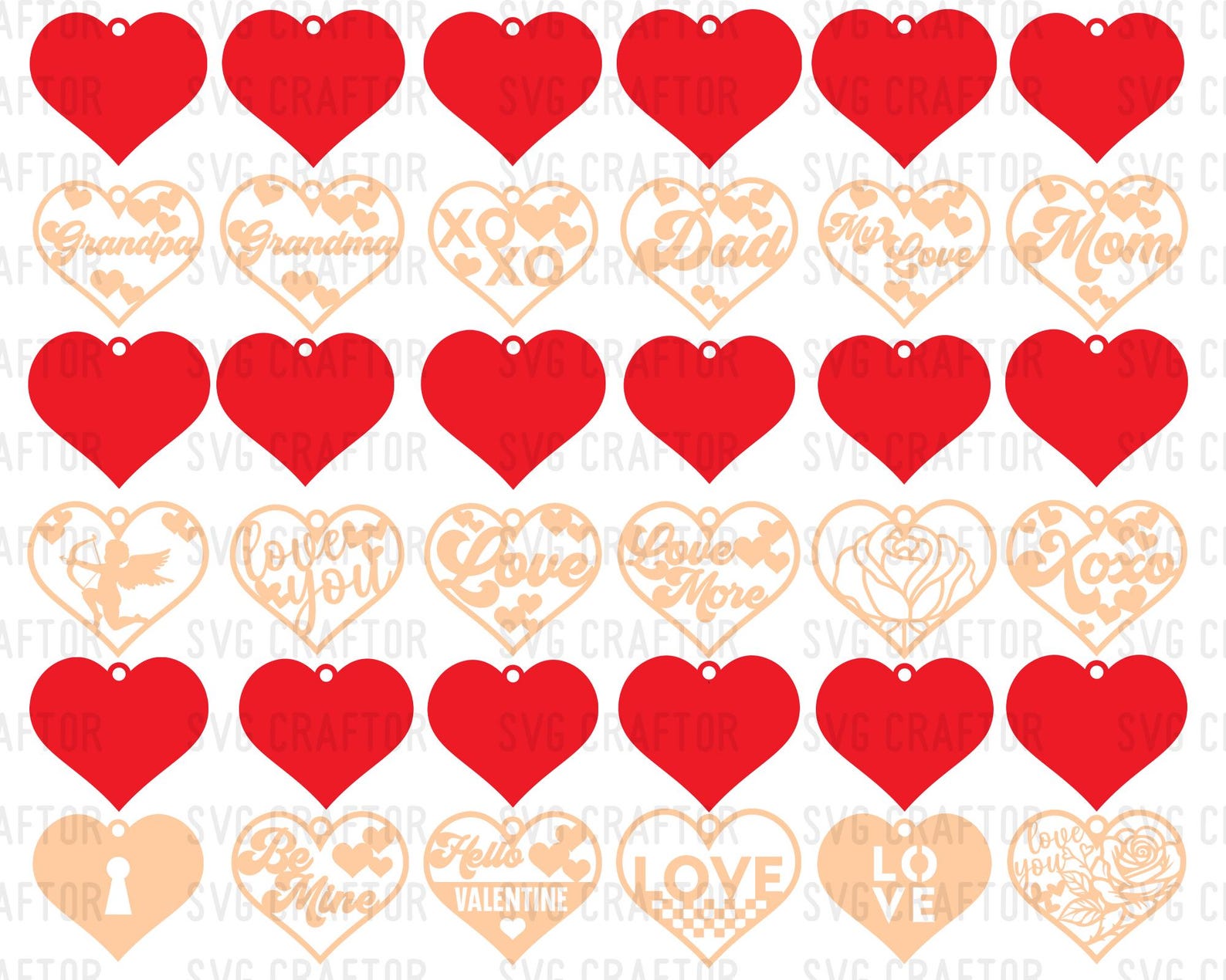 Valentine's Day Heart Ornament SVG Bundle, Laser Cut Files - Etsy