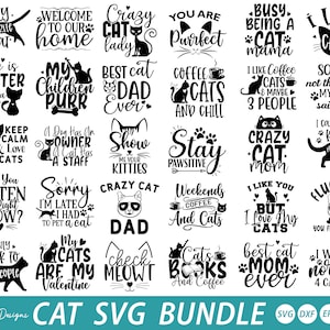 Katzen-Svg-bundle, Katzenmama-Svg, Katzen-T-Shirt-Svg, verrückte Katzendame-Svg, Katzenvater-Svg, Katzenliebhaber-Svg, Kätzchen-Svg, Katzen-Zitate-svg, Katzen-vektordatei