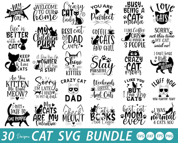 Cat SVG Bundle: Cat Mom, Dad, Lover Quotes (Digital Download)