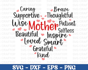 Heart Mother's Day SVG: Mom Life Quotes (Digital Download)