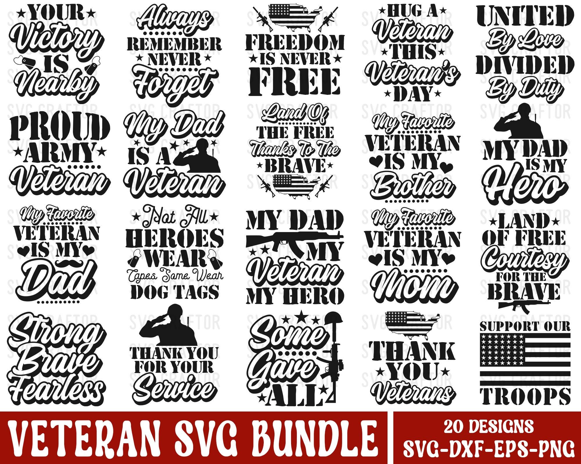 Veteran SVG Bundle: USA Military, Army, Navy (Digital Files)