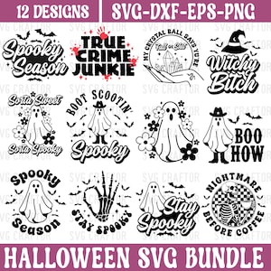 Halloween SVG-paket: Roliga spök- och häxdesigner (digital nedladdning)